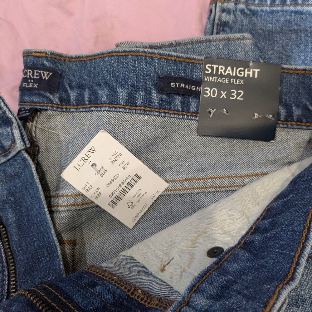 J. Crew Women's Vintage Flex Straight Jeans - Classic Blue. NWT. Size 30 X 32